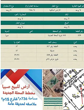 ارض في صبيا المحله الجديده بيع